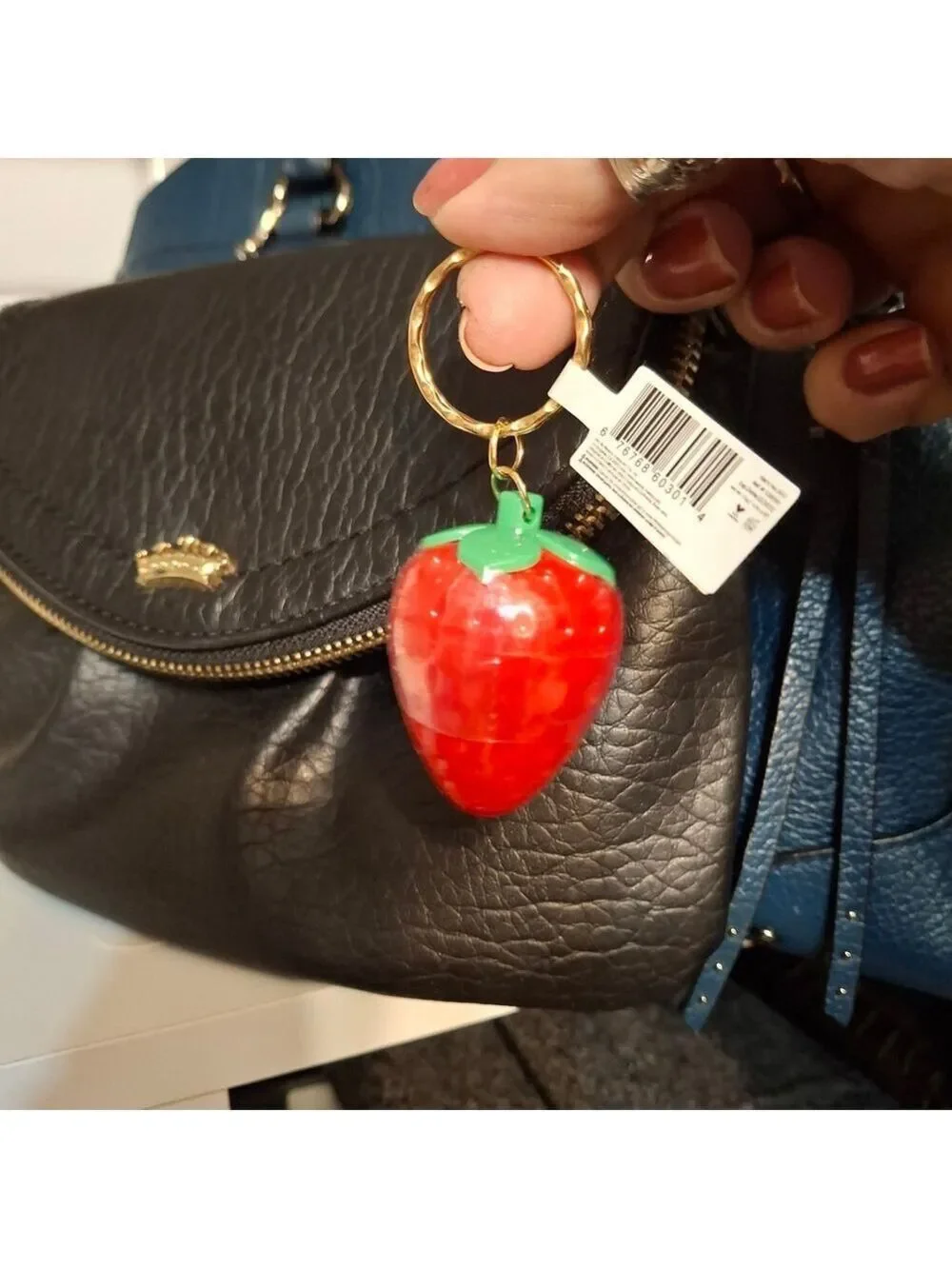 Strawberry Lip Balm Keyring Bag Charm NWT